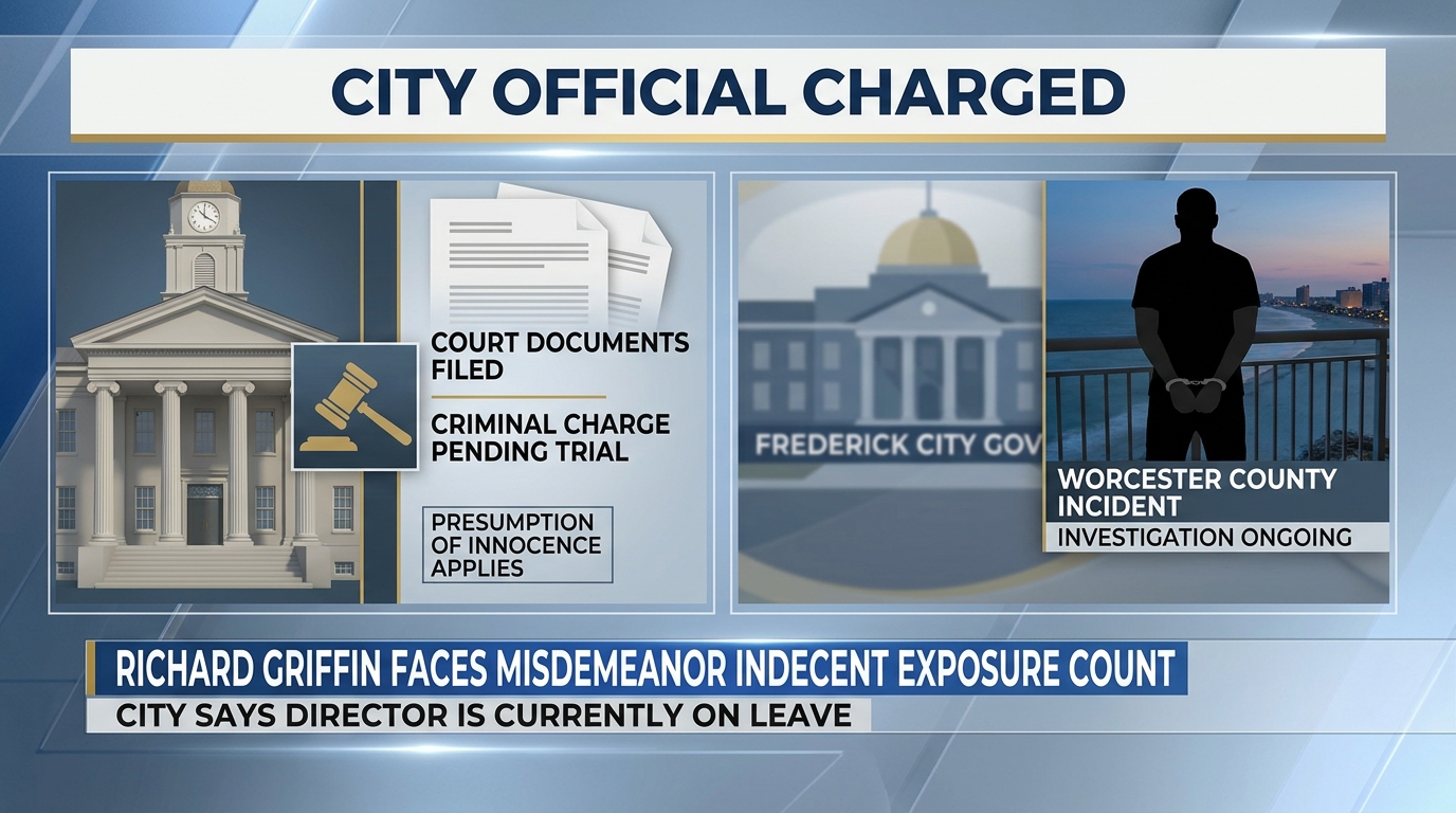 Symbolic editorial illustration of a courthouse entrance representing a pending legal proceeding.