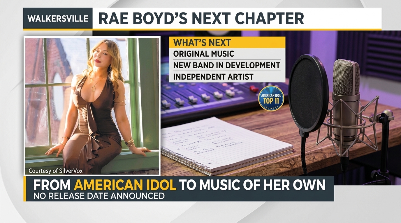 Editorial illustration of a microphone and songwriting notebook representing Rae Boyd’s move into original music.