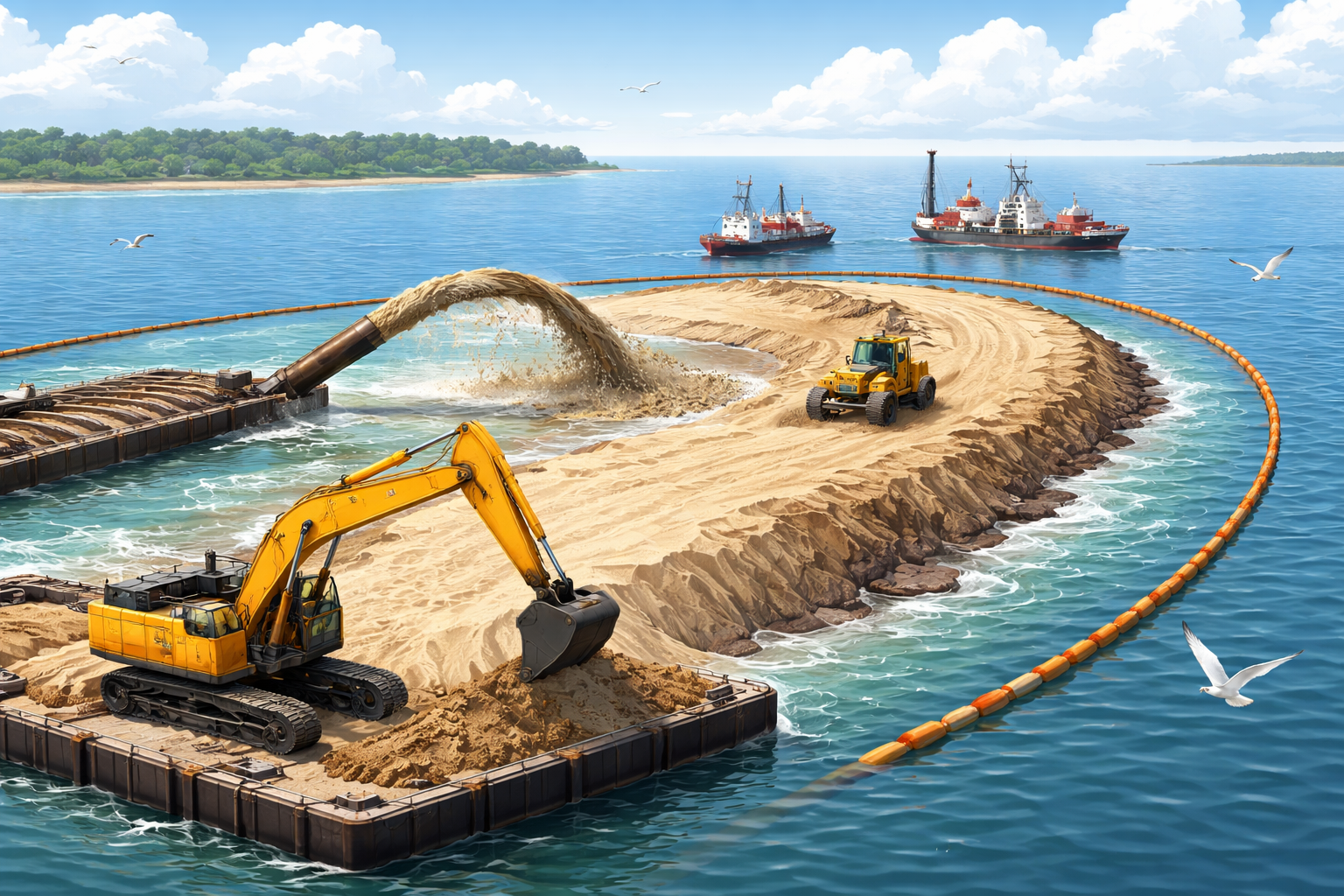 Editorial illustration for: Construction Underway on James Island Restoration Project in Chesapeake Bay