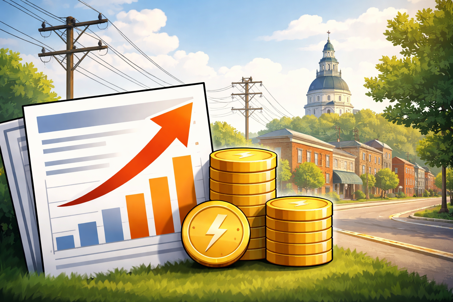 Editorial illustration for: Maryland Regulators Reduce Pepco Rate Increase Request by Over Half